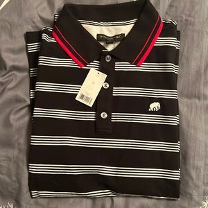 Banana Republic men’s slim fit polo shirt black w/ white stripes